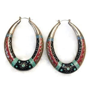 Vintage Boho Large light Hoops